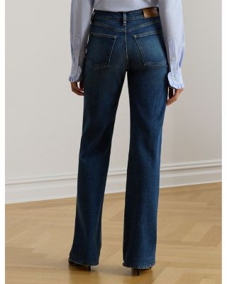 High Rise Straight Wide Leg Jeans in Blue