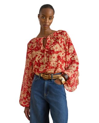 Floral Ruffle Trim Georgette Blouse