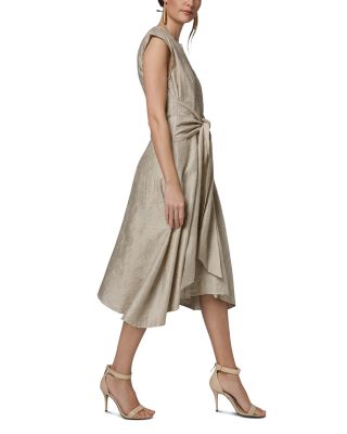 Embroidered Cap Sleeve Belt Dress