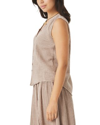 Ava Gauze Button Front Tank