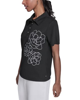 Floral Embroidered Polo Top