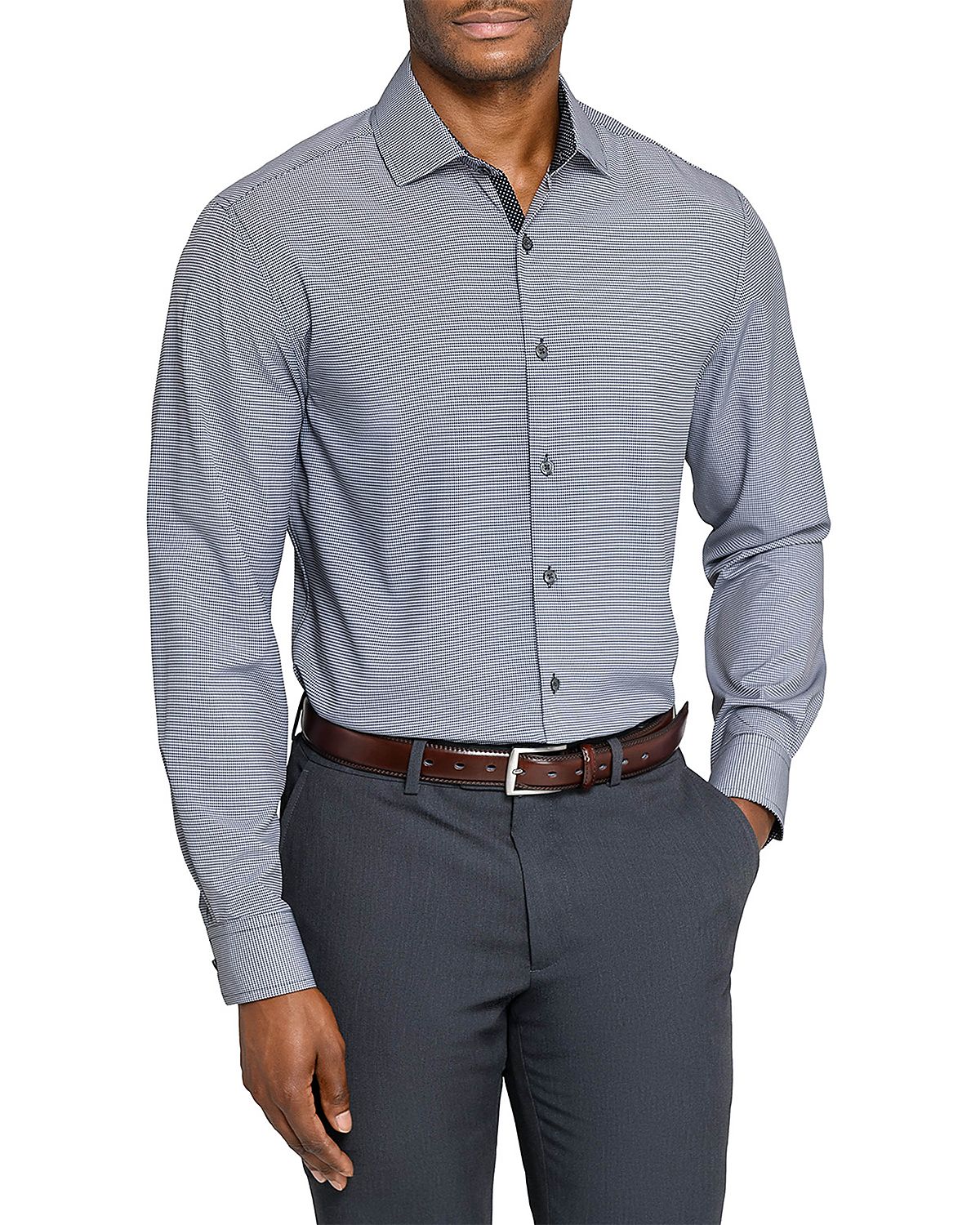 Wrk Slim Fit Houndstooth Performance Dress Shirt