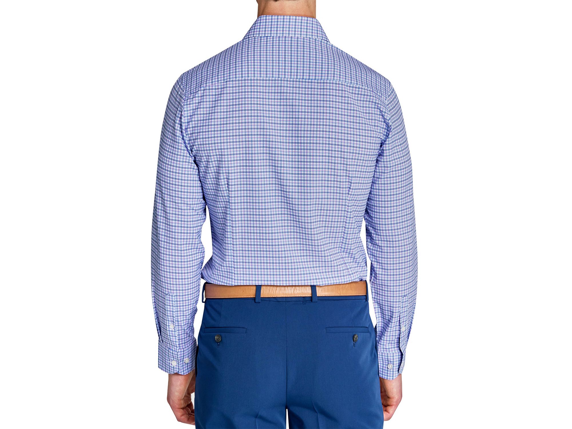 Slim Fit Grid Performance Dress Shirt — Image 3