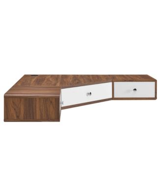 Transmit 47" Wall Mount Corner Walnut Office Desk