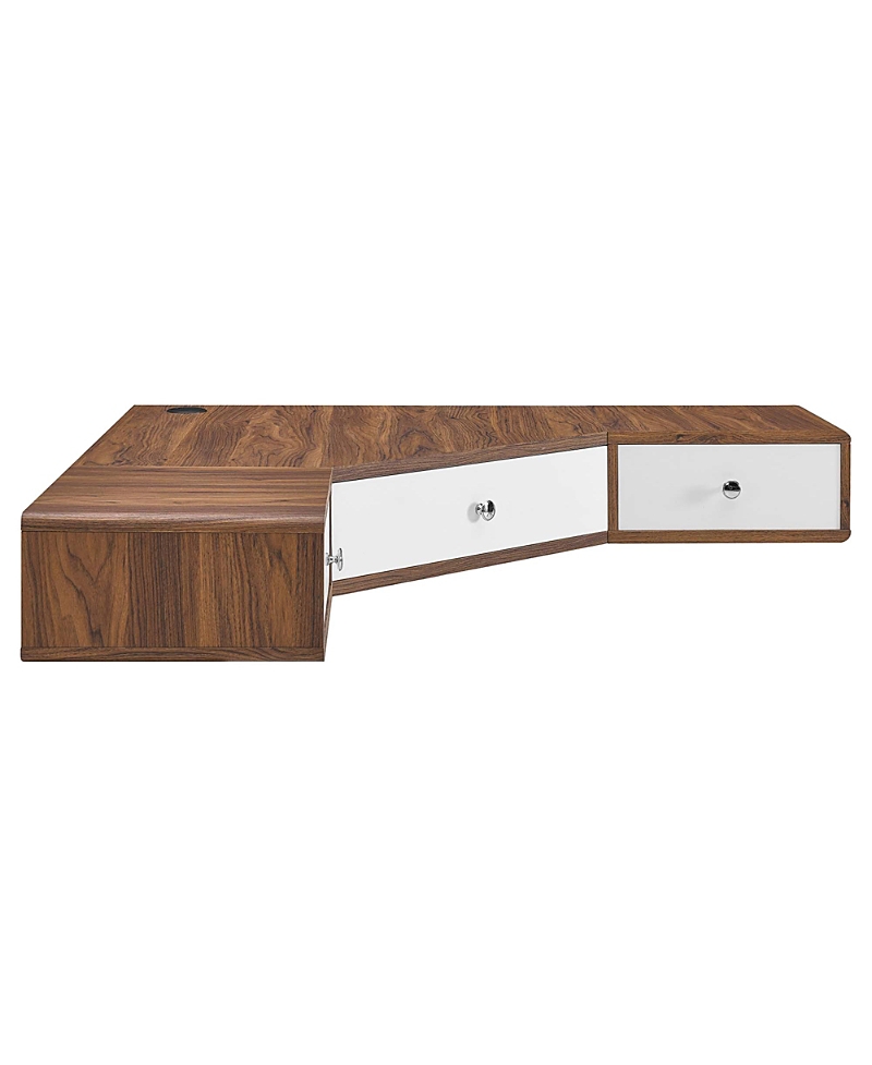 Modway Transmit 47" Wall Mount Corner Walnut Office Desk