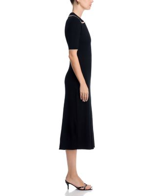 Short Sleeve Polo Collar Midi Dress