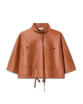 Leather Short Sleeve Oversized Shirt Jacket