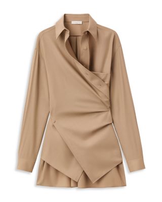 Long Sleeve Convertible Oversized Blouse