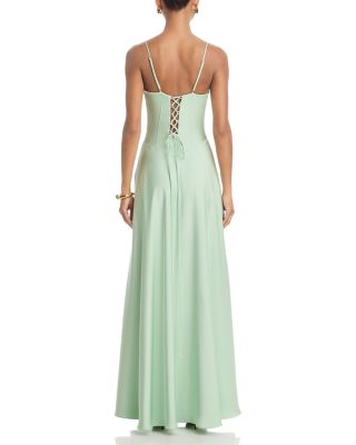 Satin Lace Up Back Gown - Exclusive