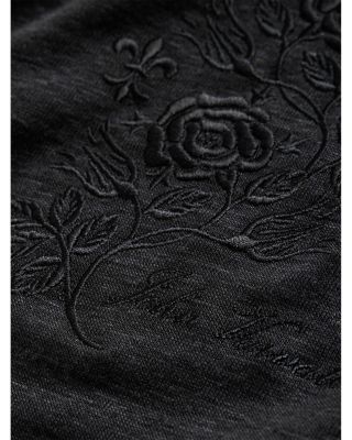 Rose Vine Embroidery Linen Crewneck Tee