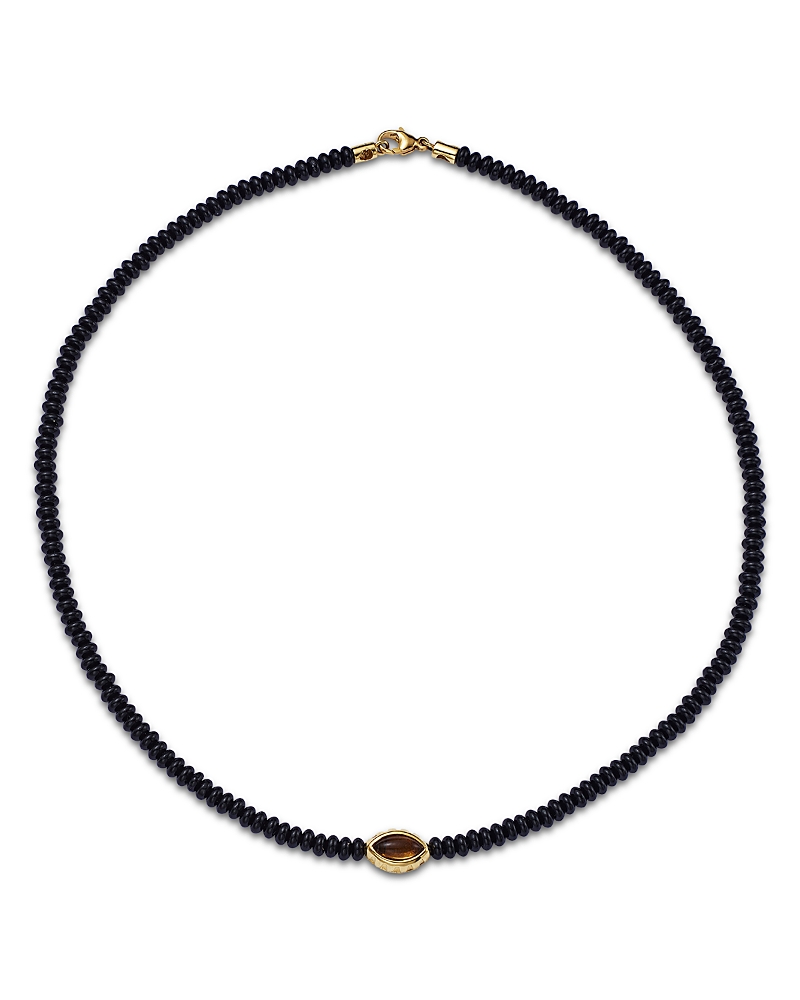 Luis Morais 14k Yellow Gold Citrine Eye Of The Idol & Onyx Bead Collar Necklace, 19 In Black