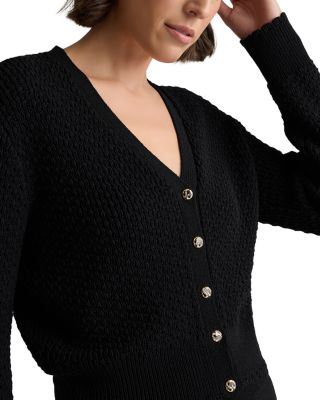 Perle Crepe Knit Cardigan Sweater
