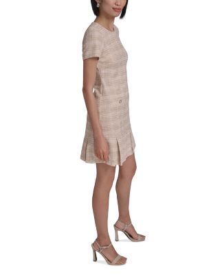 Short Sleeve Boucle Tweed A Line Dress