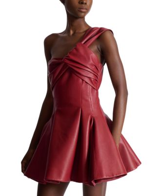 Smooth Leather One-Shoulder Dress