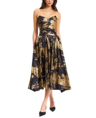  Saanvi Strapless Drop Waist Midi Dress