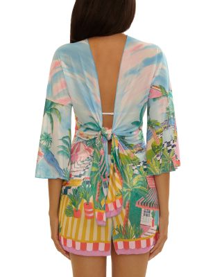 Miami Beach Tie Front Mesh Tunic