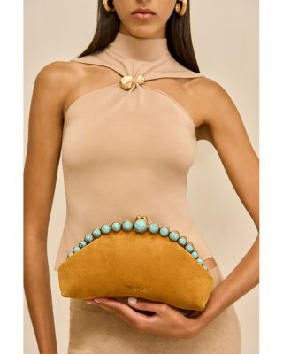 Una Suede & Stone Clutch 