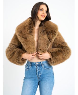 Yadavi Faux Fur Cropped Jacket