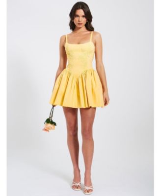  Kadi Cotton Fit and Flare Drop Waist Corset Mini Dress