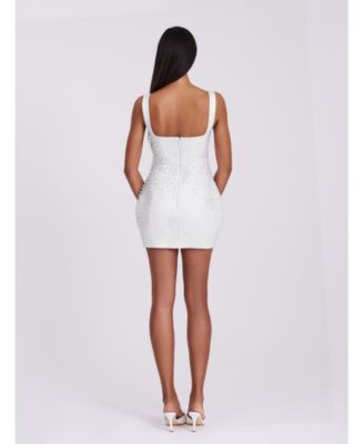  Tais Faux Pearl Beaded Cocoon Shape Mini Dress