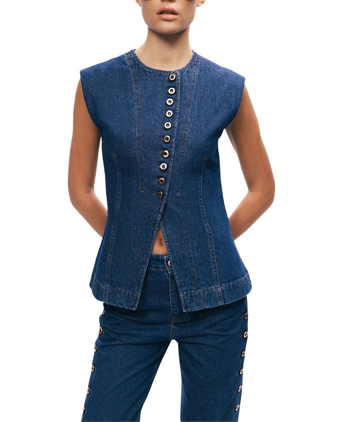 Nocturne Button-Front Denim Vest