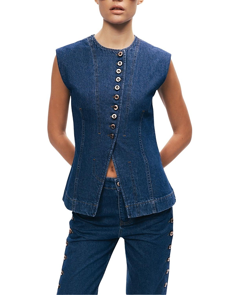 Nocturne Button-Front Denim Vest