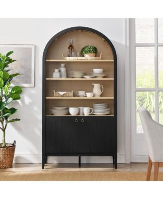 Nolan 74" Tall Wide Arched Storage Display Cabinet Bookshelf