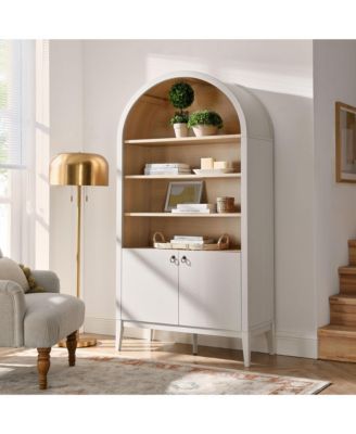 Nolan 74" Tall Wide Arched Storage Display Cabinet Bookshelf