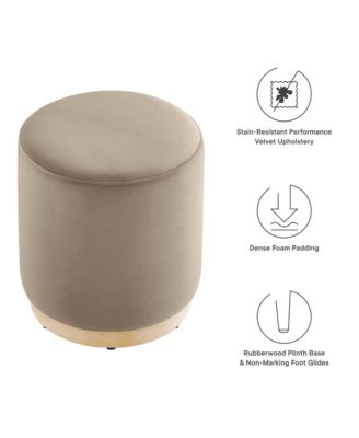 Tilden 16" Round Performance Velvet Upholstered Ottoman