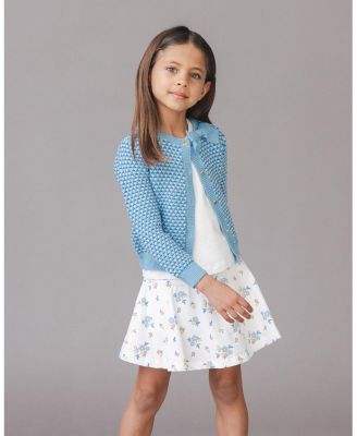 Girls' Organic Tweed Stitch Bow Cardigan - Little Kid, Big Kid