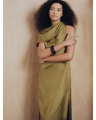 Silk Funnel Neck Dress