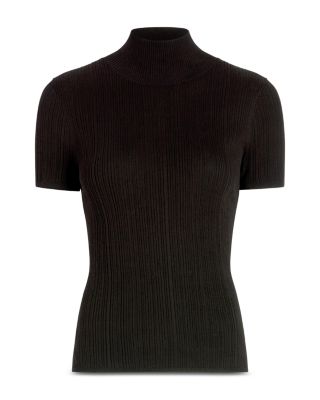Ribbed Short Sleeve Turtleneck Top