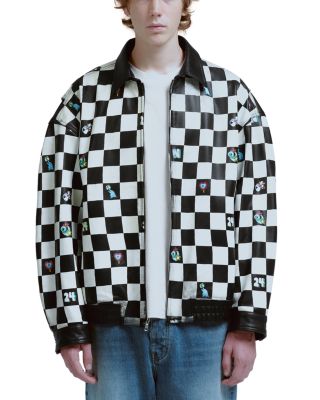 Oversized Paneled Leather Jacket