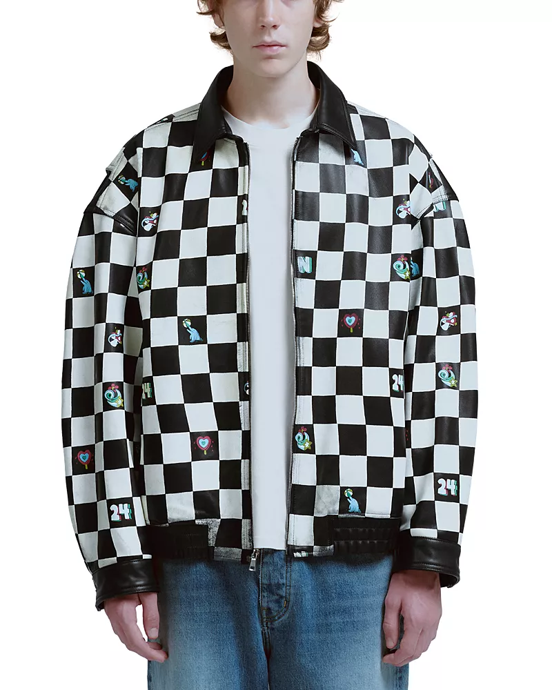 Nahmias Oversized Paneled Leather Jacket