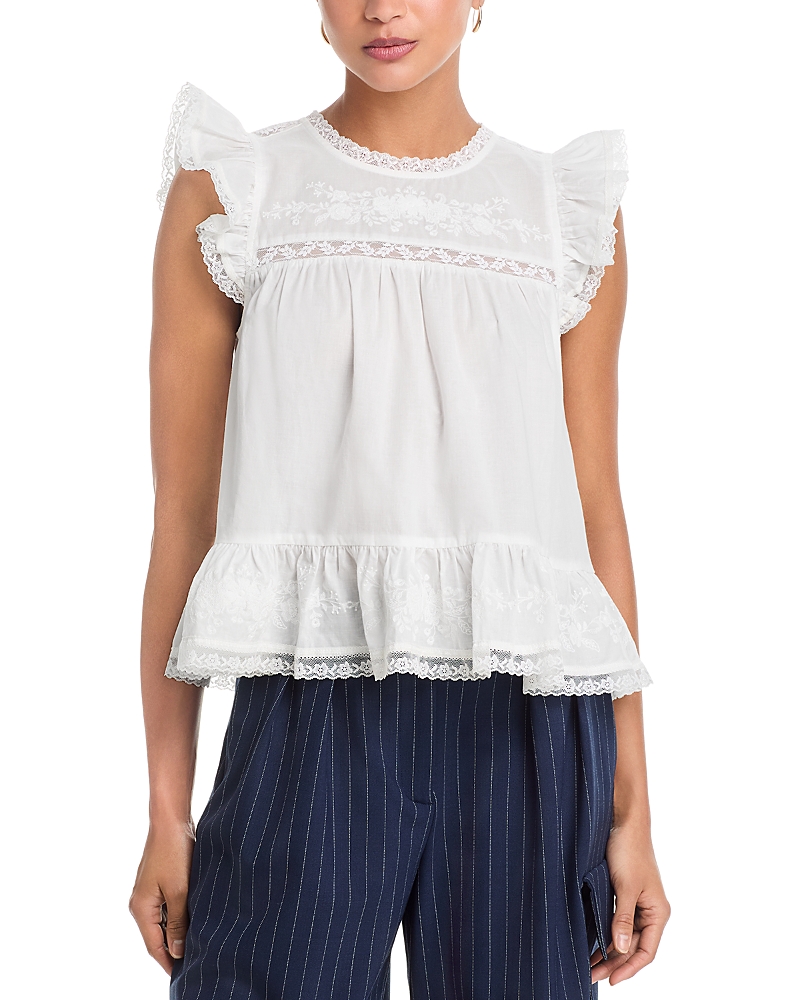 Aqua Ditsy Sweet Embroidered Top - Exclusive