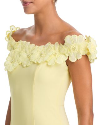 Appliqu&eacute; Floral Off-the-Shoulder Midi Dress - Exclusive