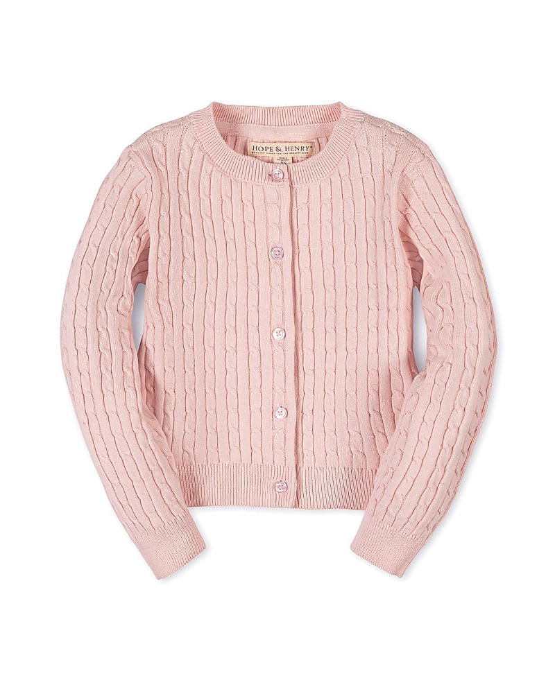 Hope & Henry Girls' Organic Classic Cable Cardigan Sweater - Little Kid, Big Kid