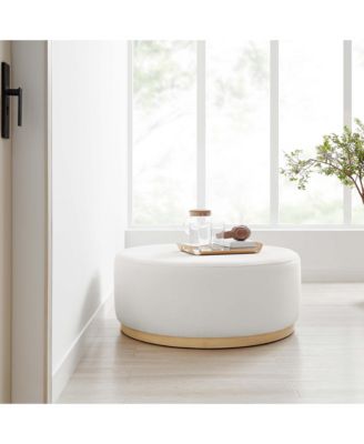 Tilden Large 38" Round Performance Velvet Upholstered Ottoman