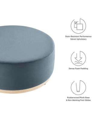 Tilden Large 38" Round Performance Velvet Upholstered Ottoman