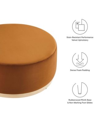 Tilden Large 38" Round Performance Velvet Upholstered Ottoman