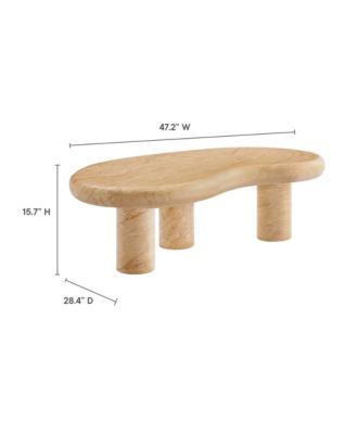 Elowen Indoor - Outdoor Patio Textured Faux Travertine Coffee Table