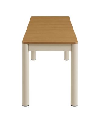 Finn Outdoor Patio Aluminum Bench with Faux Wood Top, Set of 2