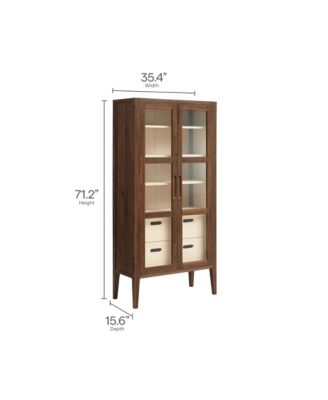 Nell 71" Glass Door Tall Display Storage Cabinet