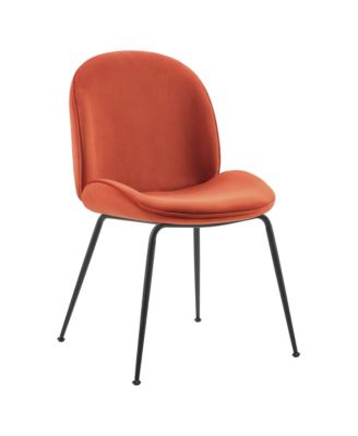 Scoop Black Powder Coated Steel Leg Performance Velvet Dining Chairs, Set of 2