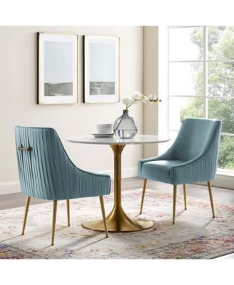 Discern Pleated Back Upholstered Performance Velvet Dining Chair, Set of 2