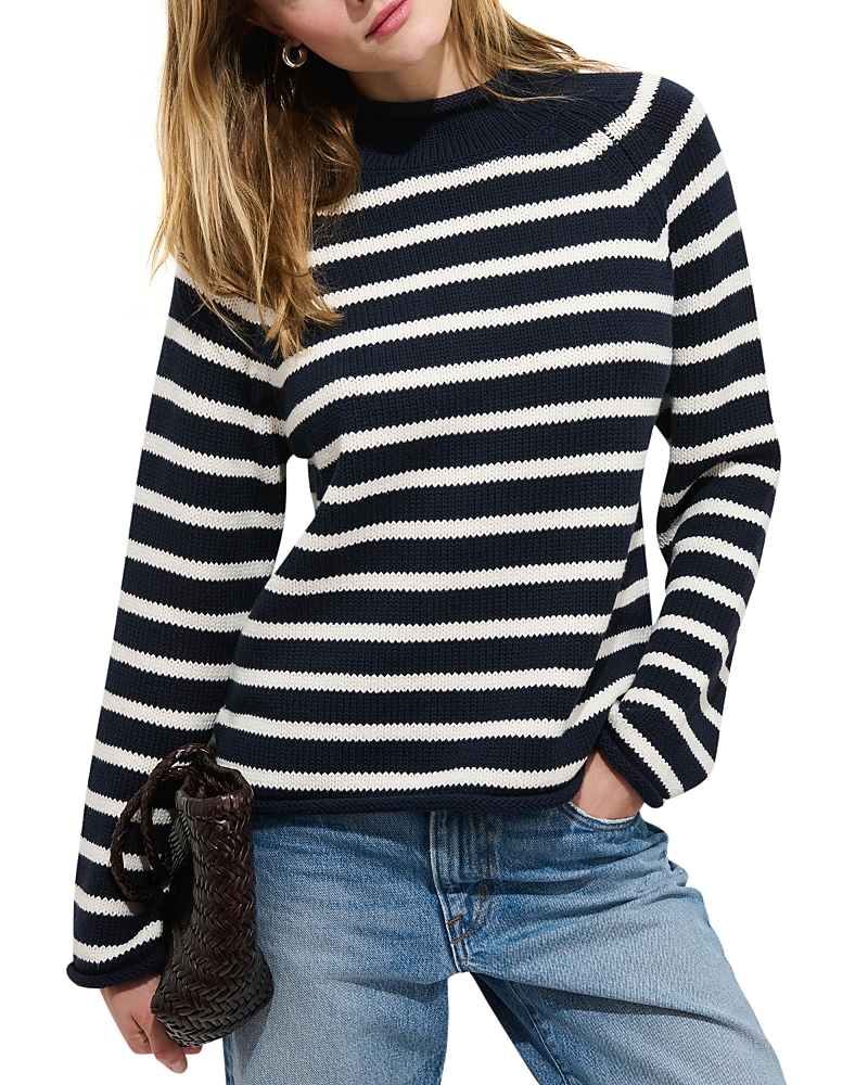 Alex Mill Eastport Striped Roll Neck Sweater In Blue