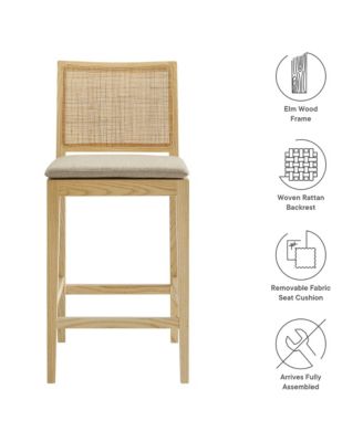 Ovard Wood and Rattan Counter Stool