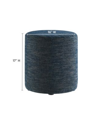 Callum 16" Round Woven Heathered Fabric Upholstered Ottoman
