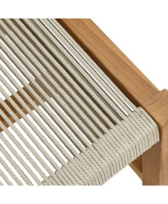 Vienna Outdoor Patio Teak and Rope Armless Dining Chairs, Set of 2