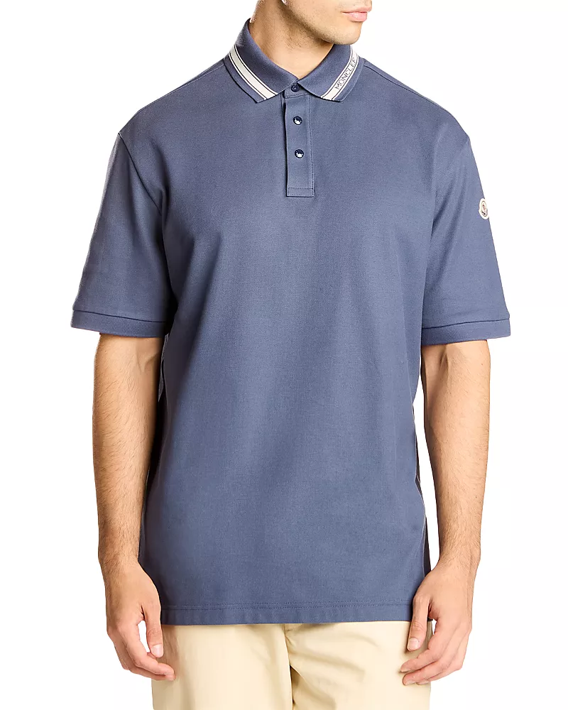 Moncler Stripe Collar Polo Shirt